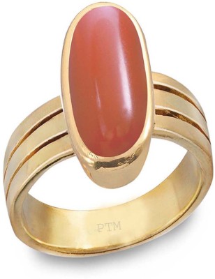 PTM Coral (Munga) Gemstone 4.25 Ratti or 4 Ct for Unisex Pure Copper (Tamba)-FKT2 Copper Coral Ring