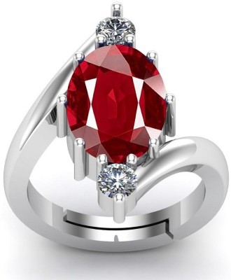 kirti sales Kirti Sales 9.25 Ratti Natural Burma Ruby Manik Silver Plated Ring Women's/Men Brass Ruby Silver Plated Ring