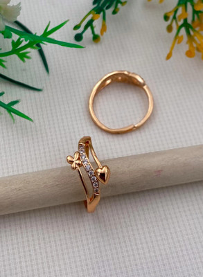 Mahi creations Brass Diamond Gold Plated Ring