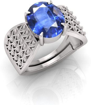 Pranjal Gems Stone Sapphire Silver Plated Ring