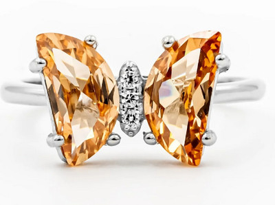 Pahel The silver that shines Stylish Golden Crystal Butterfly Ring Perfect for Teens and Women Silver Crystal Ring
