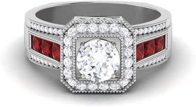 Radha Rani Aarush Sterling Silver Zircon Rhodium Plated Ring