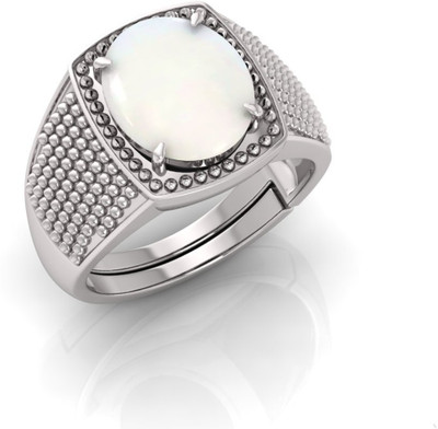 TODANI JEMS 14.25 Ratti Opal Gemstone Adjustable Ring With Lab CertificateFF Stone Opal Silver Plated Ring