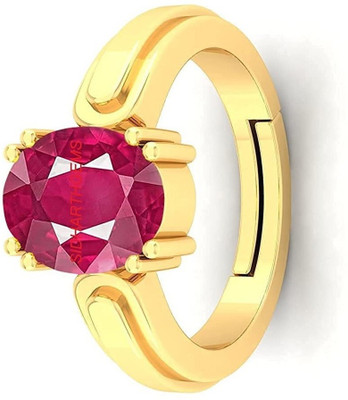 Sidharth Gems 10.25 Ratti 9.00 Carat Natural Ruby Gold Manik Ring Adjustable Panchdhatu Ring Brass Ruby Brass Plated Ring