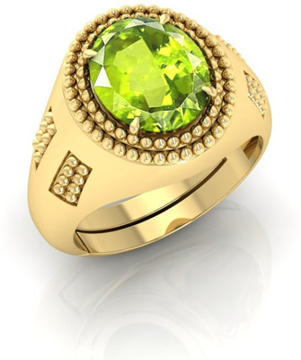 Pranjal Gems Stone Peridot Gold Plated Ring