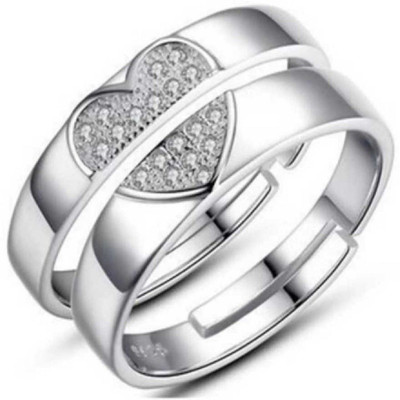 Silver Bazaar Heart ring Adjustable for Loved one, Valentine, Engagement &Proposal Ring Alloy Cubic Zirconia Silver, Sterling Silver Plated Ring