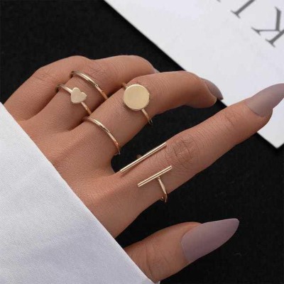 YU Fashions Steel Gold Plated Ring Set