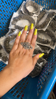 velvet gem Trendy Antique Silver Statement Ring Metal Ring