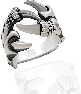 SILVOSWAN Stylish Creative Devil Eagle Claw Shape Retro Ring For Men And Women Stainless Steel Silver Plated Ring Set