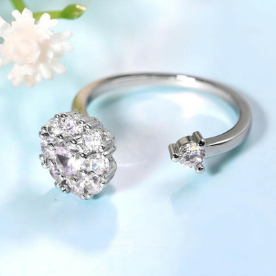 neerajjyotii Crystalane Crystal Rotating Ring Alloy Crystal Silver Plated Ring