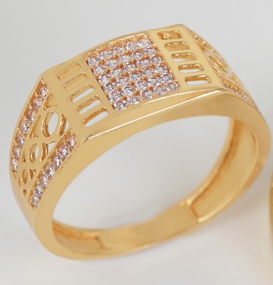 GORASH CREATION Brass Cubic Zirconia Gold Plated Ring