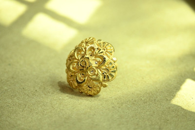 LAXMI JEWELLERS 1.5 mg gold polish Jodha Design Gold Ring for Women Brass Gold Plated Ring Set