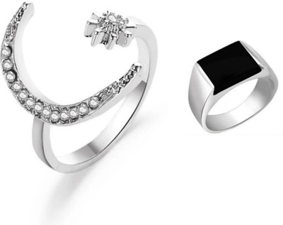 Vedansh STYLISH RINGS COMBO Stainless Steel Sterling Silver Plated Ring Set