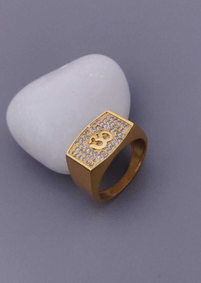 mahi creation Gold Plated Diamond Wedding,Partywear ring-117 Brass, Copper Diamond Gold Plated Ring