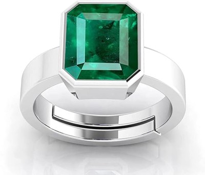 barmunda gems 6.25 Ratti Created Panna Gemstone Emerald Ring for Men and Women Metal Emerald Ring