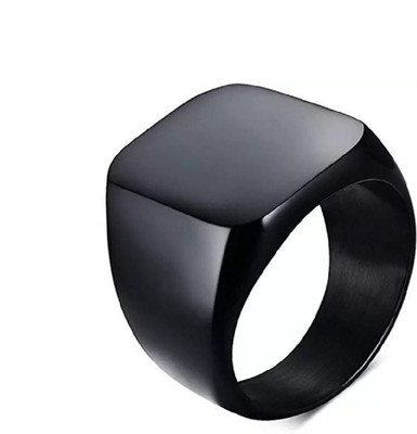 neerajjyotii Black Square Width Vintage Ring Black Silver Plated Ring for men and boys Metal Ring