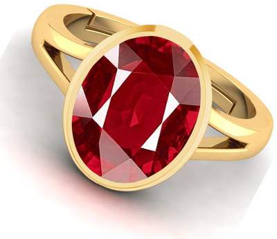 MARATNA 6.25 Ratti Created Ruby Manik Gemstone Adjustable Ring for Men's and Women's Brass Ruby Ring