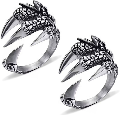 White Chimes Combo of 2 Silver plated Blue Eye Owl Ring & 2 love Hug Ring special for couples Alloy Silver Plated Ring Set