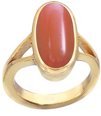 PTM Coral (Munga) Gemstone 6.25 Ratti or 5.5 Ct for Unisex Pure Copper (Tamba)-FKT3 Copper Coral Ring