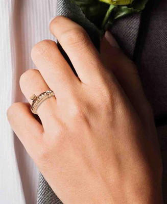 BigWheels Rose-Gold JAR573-1 Adjustable Nug/Stone Love Dual Butterfly Knuckle/Finger Rings Stainless Steel Ring