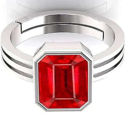 KUSHMIWAL GEMS 10.25 Ratti 9.00 Carat Quality Natural Burma Manik Brass Ruby Silver Plated Ring