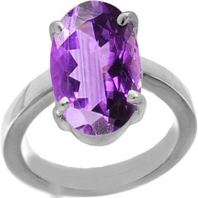 Gemzonite Brass Amethyst Silver Plated Ring
