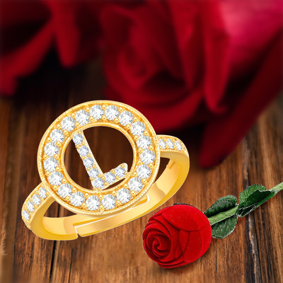 MEENAZ Brass, Copper, Crystal, Stone, Alloy, Metal Cubic Zirconia, Diamond, Zircon, Crystal Gold Plated Ring Set