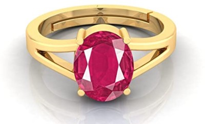 ZENMART 9.25 Ratti 6.00 Carat Natural Ruby Stone Manik Ring Brass Ruby Gold Plated Ring