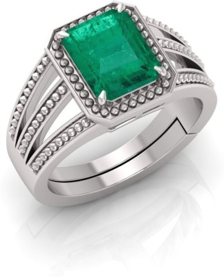 Shree Shyam Brass Emerald Silver Plated Ring