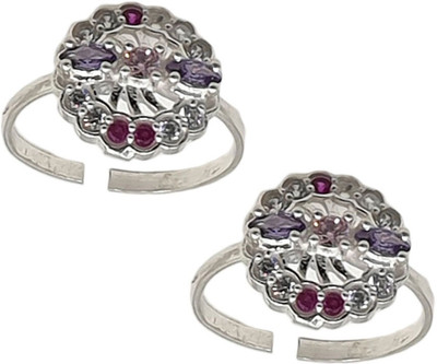 Sahiba Gems Designer Sparkling Multi- Color Zircon Sterling Silver Cubic Zirconia Toe Ring