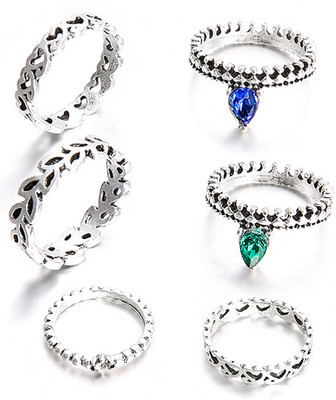 Scintillare by Sukkhi Scintillare by Sukkhi Excellent Heart Design Oxidised Ring Combo for Women Alloy Silver Plated Ring