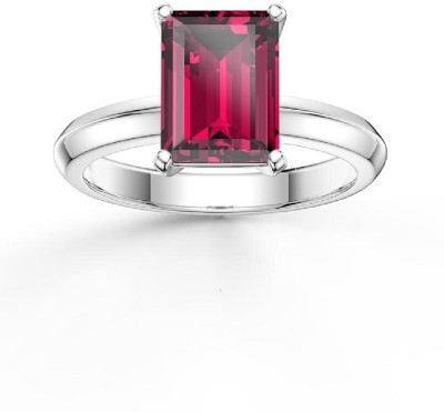 Ceylonmine01 Natural Ruby Stone Ring Gemstone Metal Silver Plated For Men & Women Alloy Ruby Silver Plated Ring