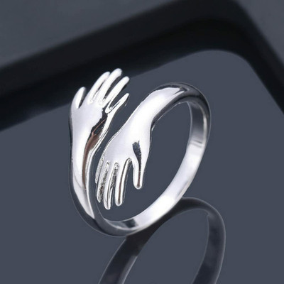 NEXT CREATION Double Heart Ring Combo with Open Adjustable Hug Ring Metal Ring Set