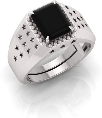 ShreeBalaji 10.25 ratti black star choki s Brass Agate Silver Plated Ring