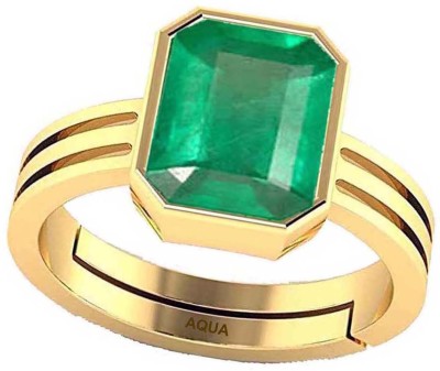 AQUAGEMS Emerald (Panna) 7.25 Ratti or 6.5 Ct Gemstone For Women Five Metal Adjustable Metal Ring