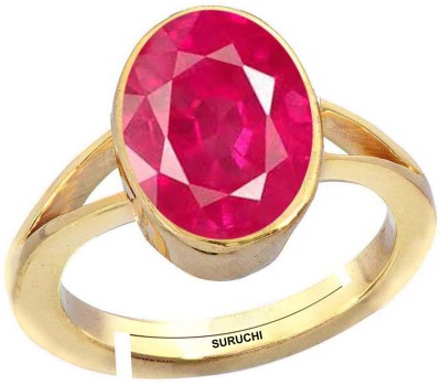 Suruchi Gems & Jewels Ruby (Manik) 6.25 Ratti or 5.5 Ct Gemstone Panchdhatu (5 Metal) Women Adjustable Stone Ring