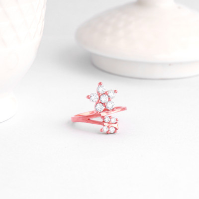 GIVA Sterling Silver Rose Gold Butterfly Flower Ring for Womens Sterling Silver Zircon Rhodium Plated Ring