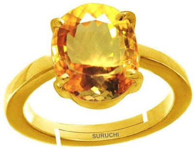 Suruchi Gems & Jewels Citrine (Sunehla) 8.25 Ratti or 7.50 Ct Panchdhatu (5 Metal) Women Adjustable Stone Ring