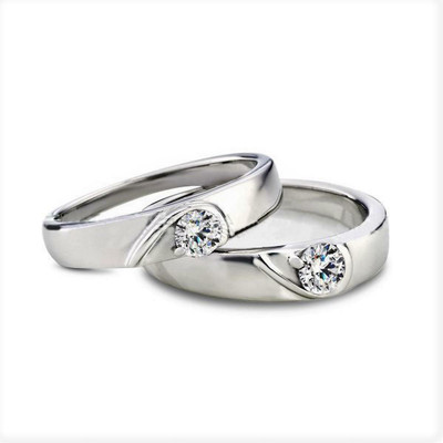 ANORI Stainless Steel, Brass, Stone, Metal, Copper Cubic Zirconia, Crystal, Diamond Silver, Rhodium Plated Ring Set