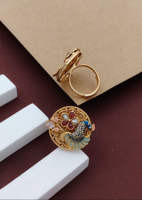 immitation Brass High Gold Plated Adjustable Peacock Ring Metal Gold Plated Ring
