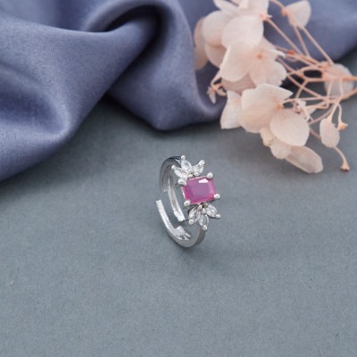 Gungun Creation Princess Ring Stainless Steel Cubic Zirconia Silver Plated Ring