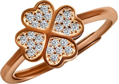 INARI SHINES 925 Silver Rose Gold Flower Ring with AAA+ Zircons for Women and Girls Sterling Silver Cubic Zirconia Gold Plated Ring