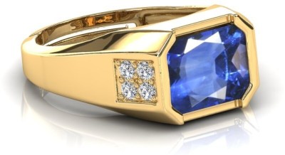 RRVGEM Blue sapphire ring 6.00 Carat 6.25 Ratti for men And Women Metal Sapphire Gold Plated Ring