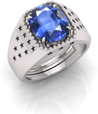 Pranjal Gems Stone Sapphire Silver Plated Ring
