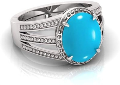 Lexri 3.25 to 21.25 Ratti Firoza Stone Silver Plated Tuequosie Brass Ring