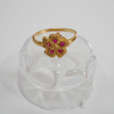 jr fashion Panchaloha (Impon) Ruby Stone Flower Design Alloy Ring