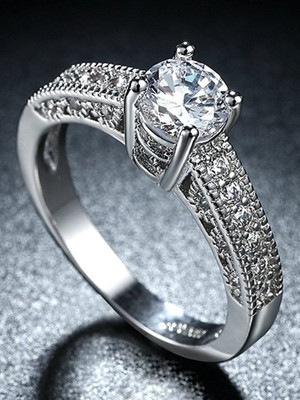 YELLOW CHIMES Valentines day Special White Crystal Adjustable Finger for Women Metal Rhodium Plated Ring