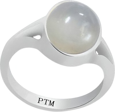 PTM Natural Moonstone (Chandrakant Mani) Gemstone 6.25 Ratti or 5.5 Ct for Unisex Sterling Silver Ring