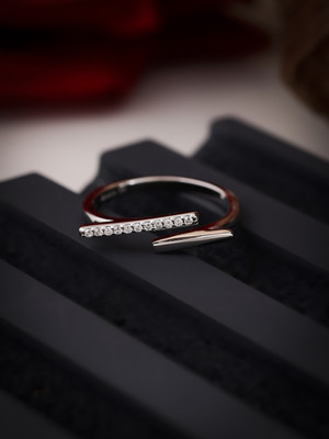 DIAVO The Elowen Minimal Silver Ring Sterling Silver Cubic Zirconia Sterling Silver Plated Ring