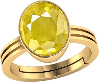 SHAHNU 6.25 Ratti Created Yellow Sapphire Ring With Lab Certificate for Men and Women Metal Sapphire Ring